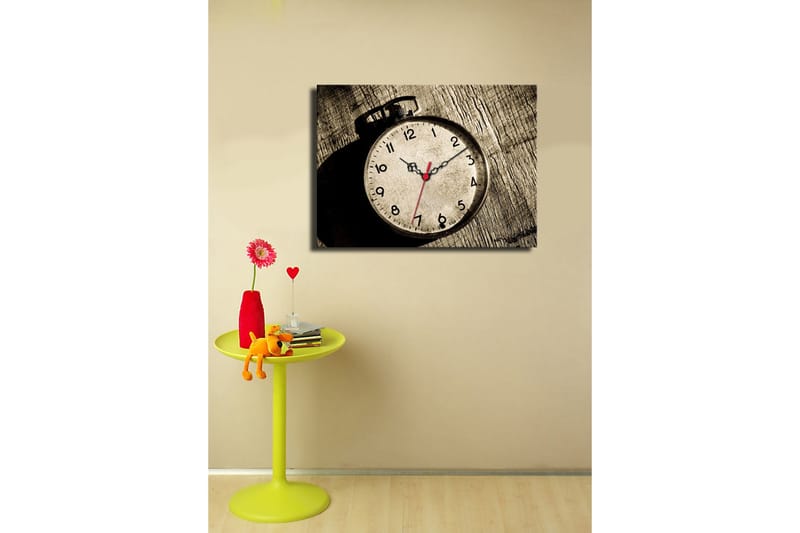 Dekorativ Canvasbilde med Klokke - Flerfarget - Innredning - Veggdekorasjon - Veggklokke