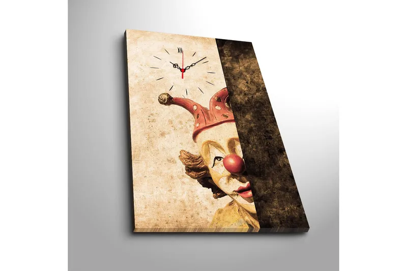 Dekorativ Canvasbilde med Klokke - Flerfarget - Innredning - Veggdekorasjon - Veggklokke