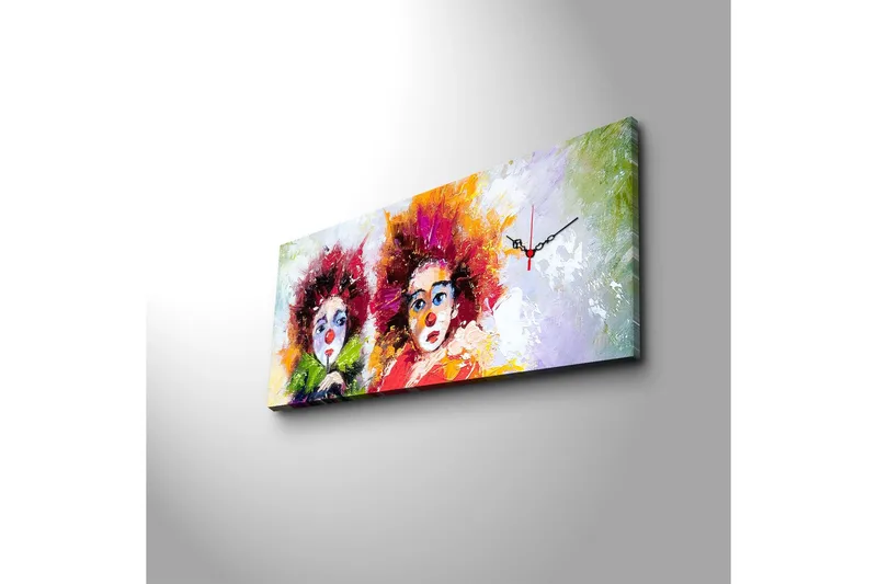 Dekorativ Canvasbilde med Klokke - Flerfarget - Innredning - Veggdekorasjon - Veggklokke