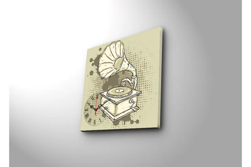 Dekorativ Canvasbilde med Klokke - Flerfarget - Innredning - Veggdekorasjon - Veggklokke