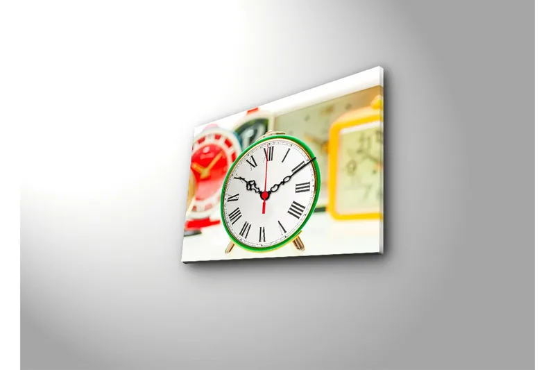 Dekorativ Canvasbilde med Klokke - Flerfarget - Innredning - Veggdekorasjon - Veggklokke