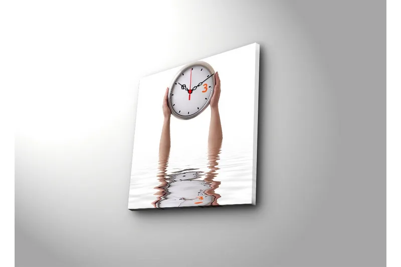 Dekorativ Canvasbilde med Klokke - Flerfarget - Innredning - Veggdekorasjon - Veggklokke