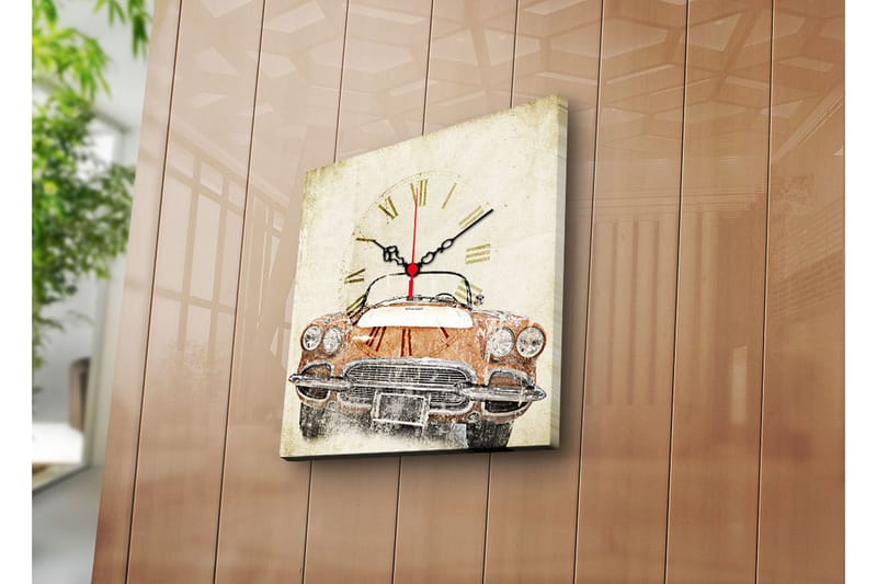 Dekorativ Canvasbilde med Klokke - Flerfarget - Veggklokke