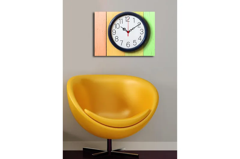 Dekorativ Canvasbilde med Klokke - Flerfarget - Innredning - Veggdekorasjon - Veggklokke