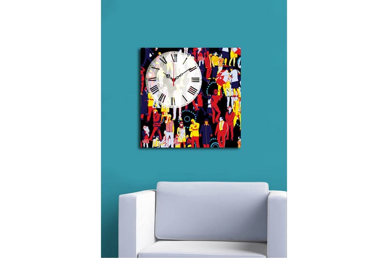Dekorativ Canvasbilde med Klokke - Flerfarget - Innredning - Veggdekorasjon - Veggklokke