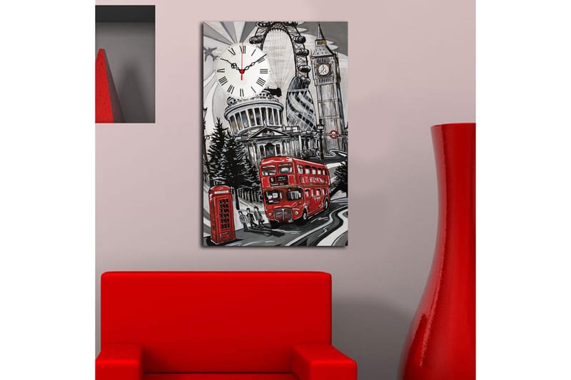 Dekorativ Canvasbilde med Klokke - Flerfarget - Innredning - Veggdekorasjon - Veggklokke