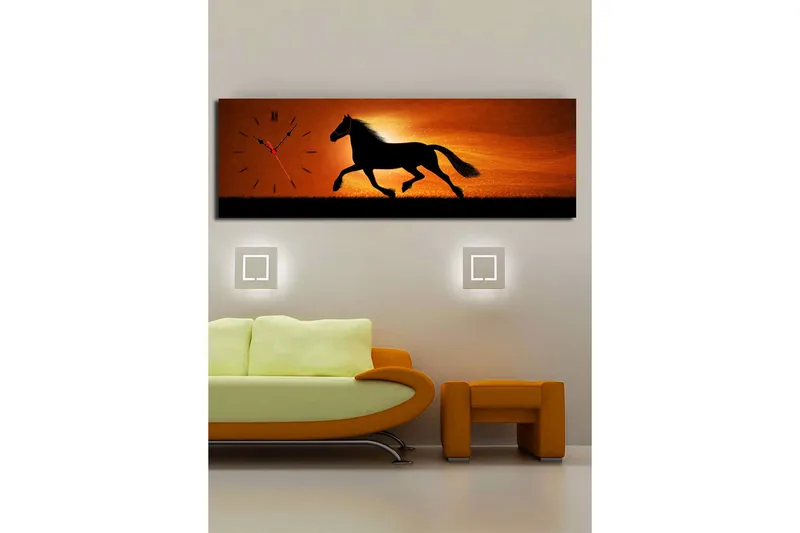 Dekorativ Canvasbilde med Klokke - Flerfarget - Innredning - Veggdekorasjon - Veggklokke