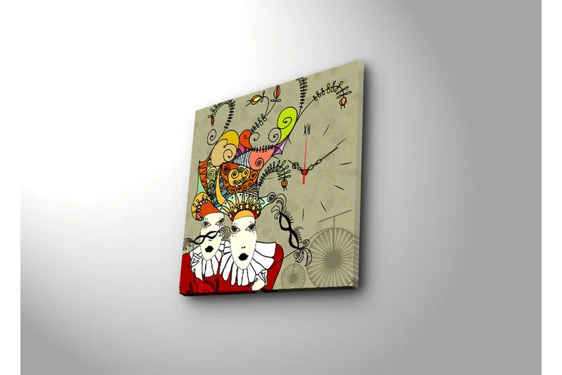 Dekorativ Canvasbilde med Klokke - Flerfarget - Innredning - Veggdekorasjon - Veggklokke