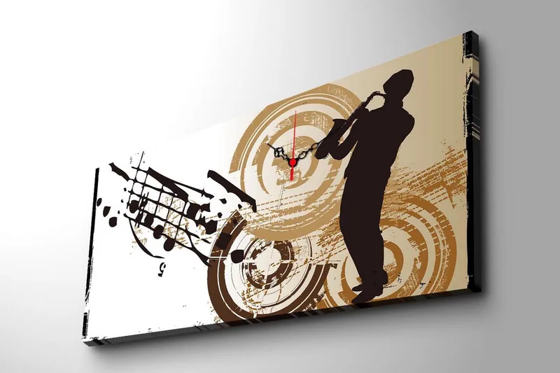 Dekorativ Canvasbilde med Klokke - Flerfarget - Innredning - Veggdekorasjon - Veggklokke