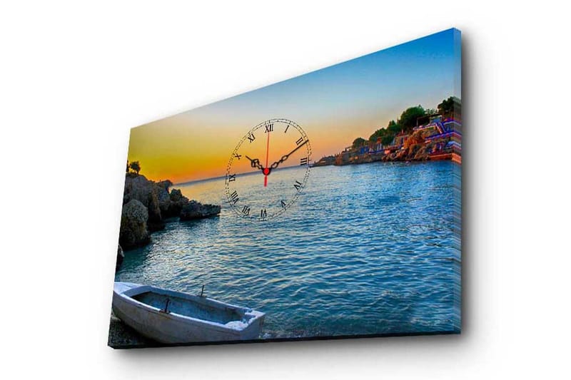 Dekorativ Canvasbilde med Klokke - Flerfarget - Innredning - Veggdekorasjon - Veggklokke