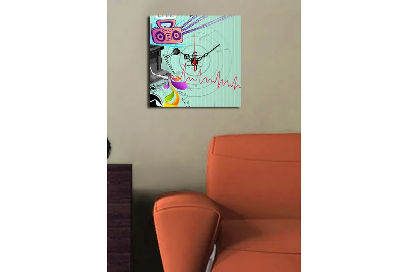 Dekorativ Canvasbilde med Klokke - Flerfarget - Innredning - Veggdekorasjon - Veggklokke