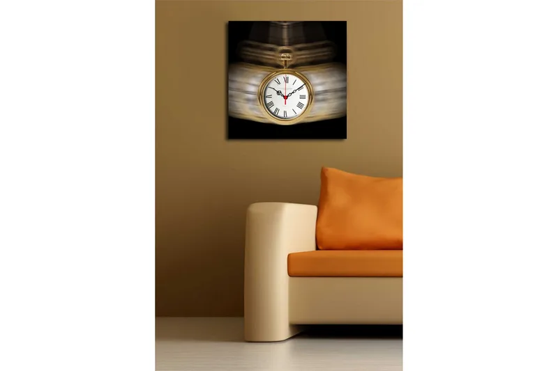 Dekorativ Canvasbilde med Klokke - Flerfarget - Innredning - Veggdekorasjon - Veggklokke