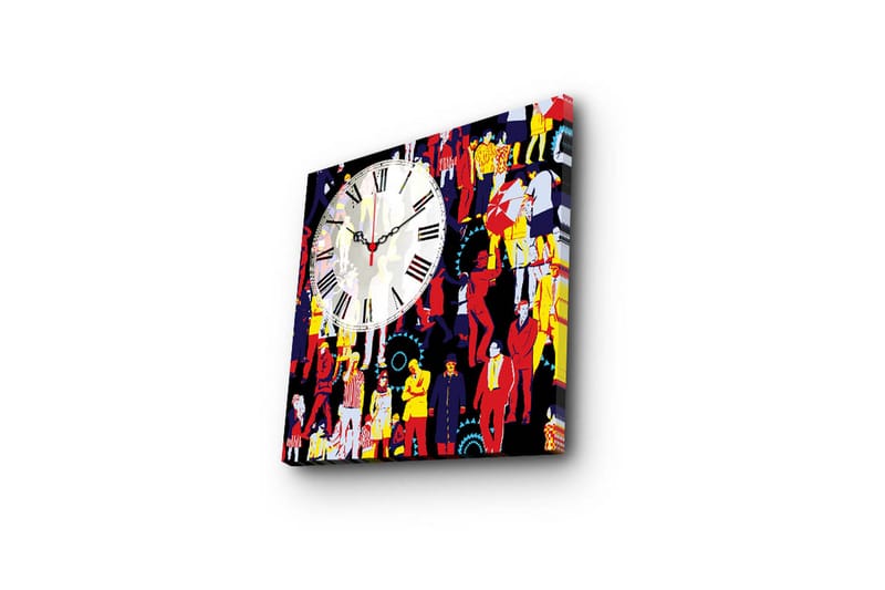 Dekorativ Canvasbilde med Klokke - Flerfarget - Veggklokke