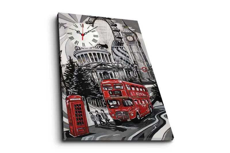 Dekorativ Canvasbilde med Klokke, Flerfarget