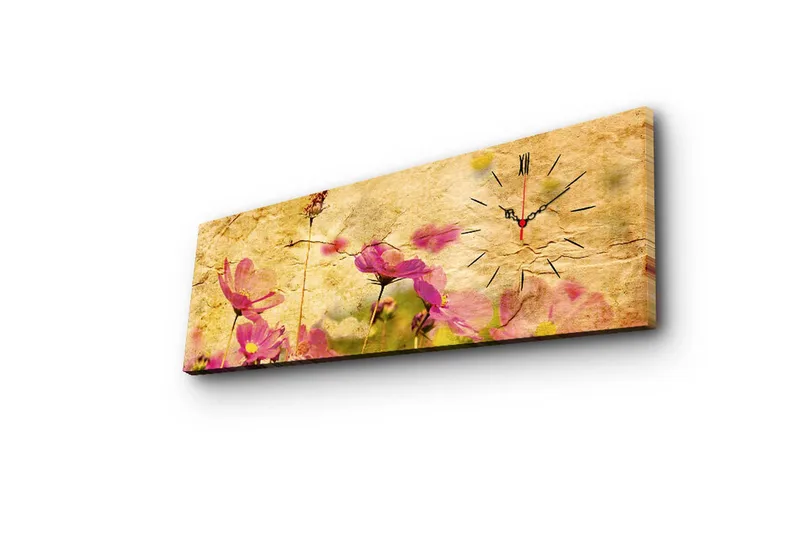 Dekorativ Canvasbilde med Klokke - Flerfarget - Innredning - Veggdekorasjon - Veggklokke