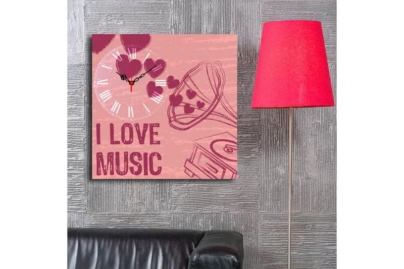 Dekorativ Canvasbilde med Klokke - Flerfarget - Innredning - Veggdekorasjon - Veggklokke