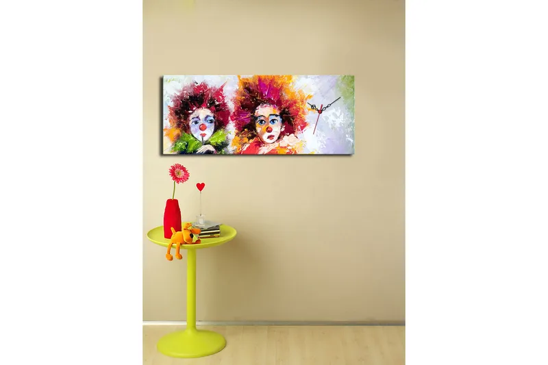 Dekorativ Canvasbilde med Klokke - Flerfarget - Innredning - Veggdekorasjon - Veggklokke