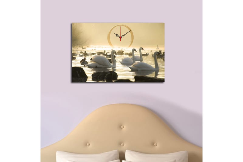 Dekorativ Canvasbilde med Klokke - Flerfarget - Innredning - Veggdekorasjon - Veggklokke