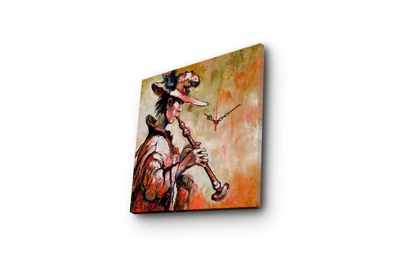 Dekorativ Canvasbilde med Klokke - Flerfarget - Innredning - Veggdekorasjon - Veggklokke