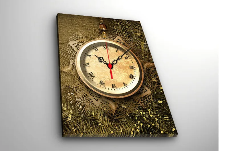 Dekorativ Canvasbilde med Klokke - Flerfarget - Innredning - Veggdekorasjon - Veggklokke
