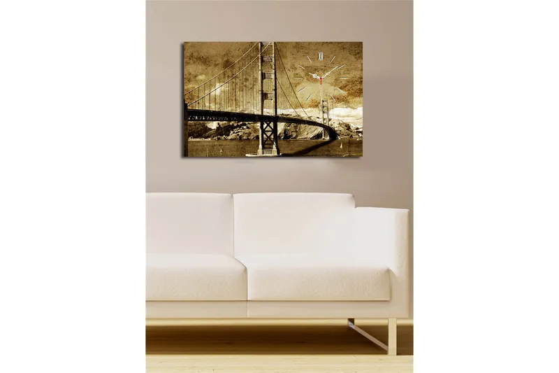 Dekorativ Canvasbilde med Klokke - Flerfarget - Innredning - Veggdekorasjon - Veggklokke