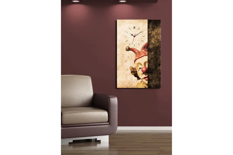 Dekorativ Canvasbilde med Klokke - Flerfarget - Innredning - Veggdekorasjon - Veggklokke