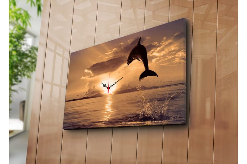 Dekorativ Canvasbilde med Klokke - Flerfarget - Innredning - Veggdekorasjon - Veggklokke