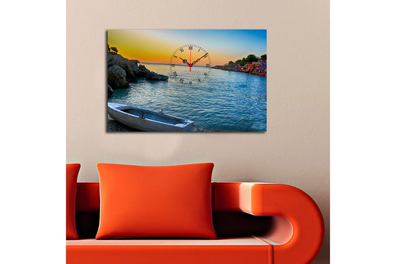 Dekorativ Canvasbilde med Klokke - Flerfarget - Innredning - Veggdekorasjon - Veggklokke