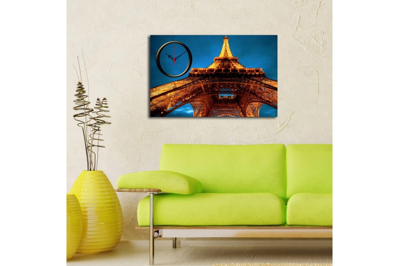 Dekorativ Canvasbilde med Klokke - Flerfarget - Innredning - Veggdekorasjon - Veggklokke