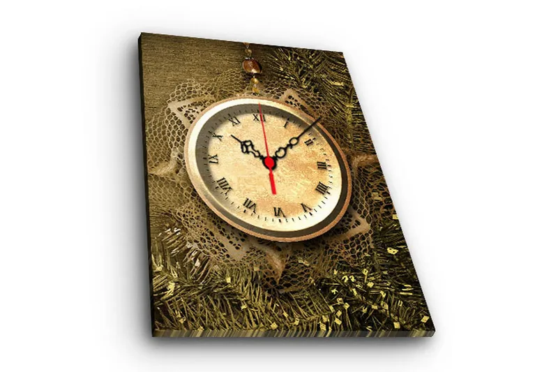 Dekorativ Canvasbilde med Klokke - Flerfarget - Innredning - Veggdekorasjon - Veggklokke