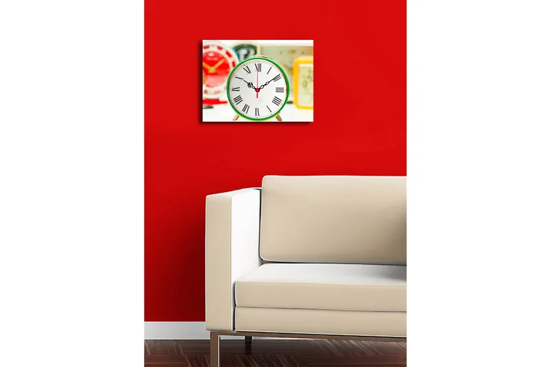 Dekorativ Canvasbilde med Klokke - Flerfarget - Innredning - Veggdekorasjon - Veggklokke