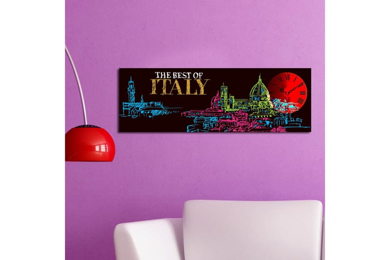 Dekorativ Canvasbilde med Klokke - Flerfarget - Innredning - Veggdekorasjon - Veggklokke