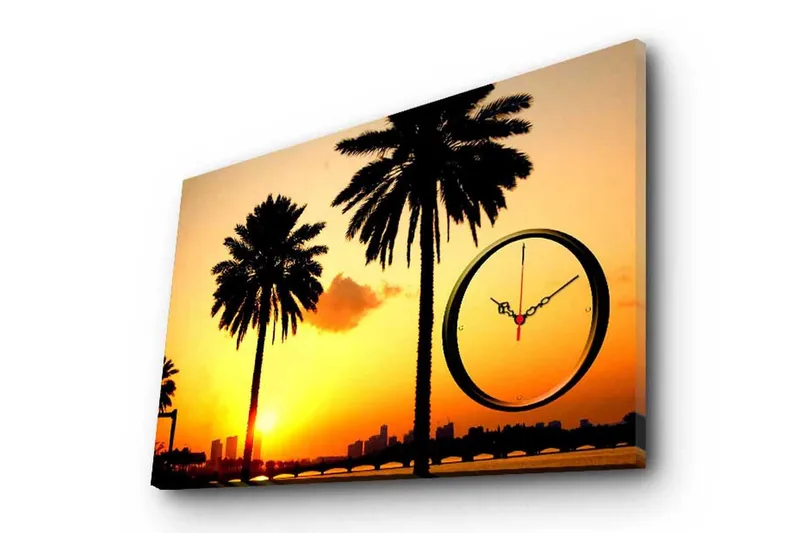 Dekorativ Canvasbilde med Klokke - Flerfarget - Innredning - Veggdekorasjon - Veggklokke