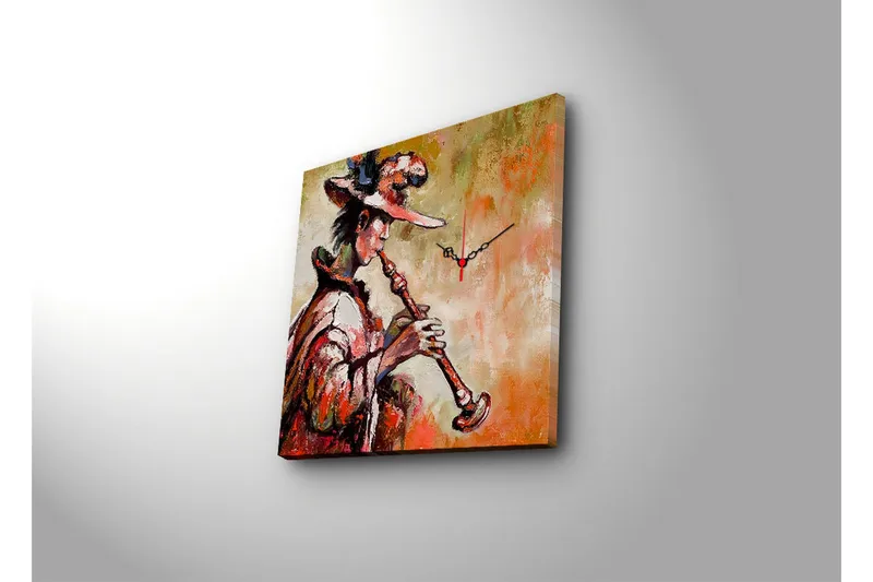 Dekorativ Canvasbilde med Klokke - Flerfarget - Innredning - Veggdekorasjon - Veggklokke