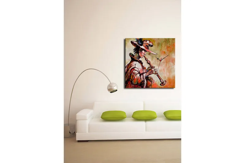 Dekorativ Canvasbilde med Klokke - Flerfarget - Innredning - Veggdekorasjon - Veggklokke