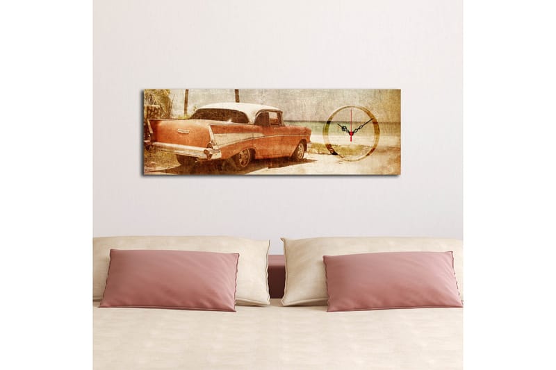 Dekorativ Canvasbilde med Klokke - Flerfarget - Innredning - Veggdekorasjon - Veggklokke