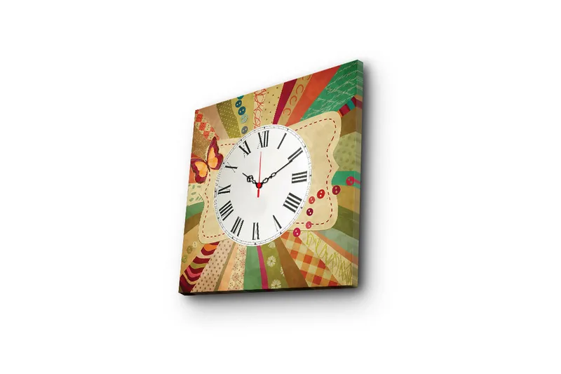Dekorativ Canvasbilde med Klokke - Flerfarget - Innredning - Veggdekorasjon - Veggklokke