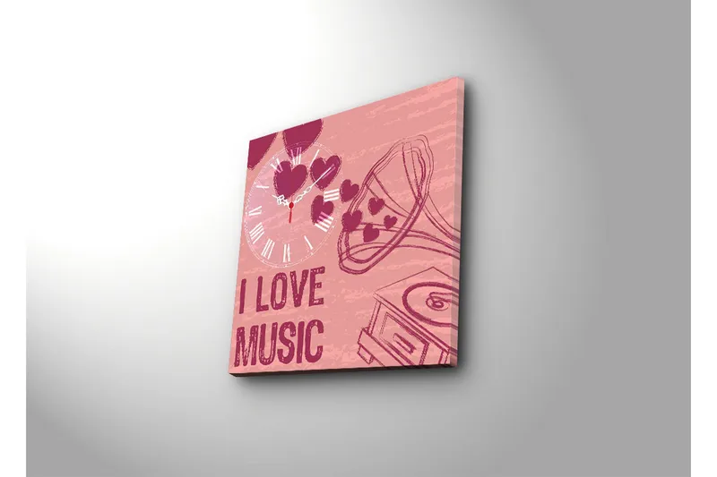 Dekorativ Canvasbilde med Klokke - Flerfarget - Innredning - Veggdekorasjon - Veggklokke