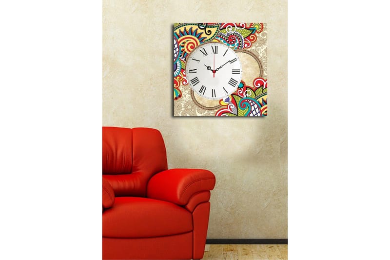Dekorativ Canvasbilde med Klokke - Flerfarget - Innredning - Veggdekorasjon - Veggklokke