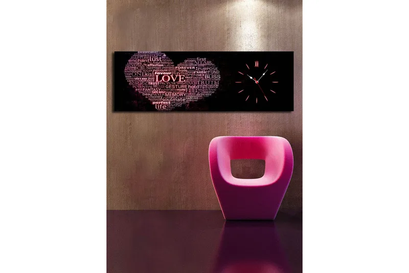 Dekorativ Canvasbilde med Klokke - Flerfarget - Innredning - Veggdekorasjon - Veggklokke