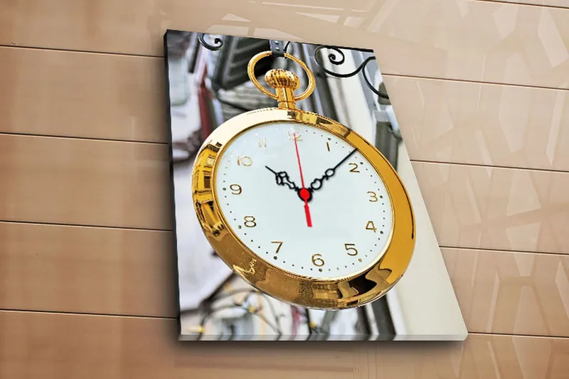 Dekorativ Canvasbilde med Klokke, Flerfarget