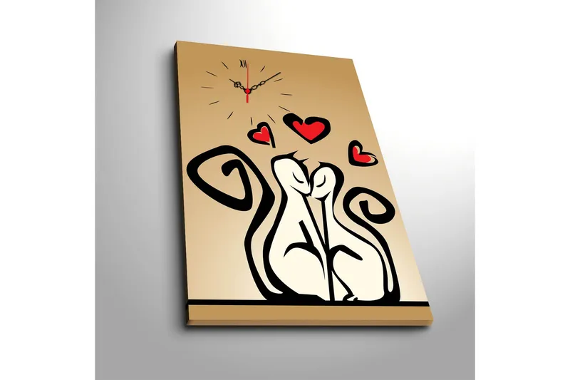 Dekorativ Canvasbilde med Klokke - Flerfarget - Innredning - Veggdekorasjon - Veggklokke