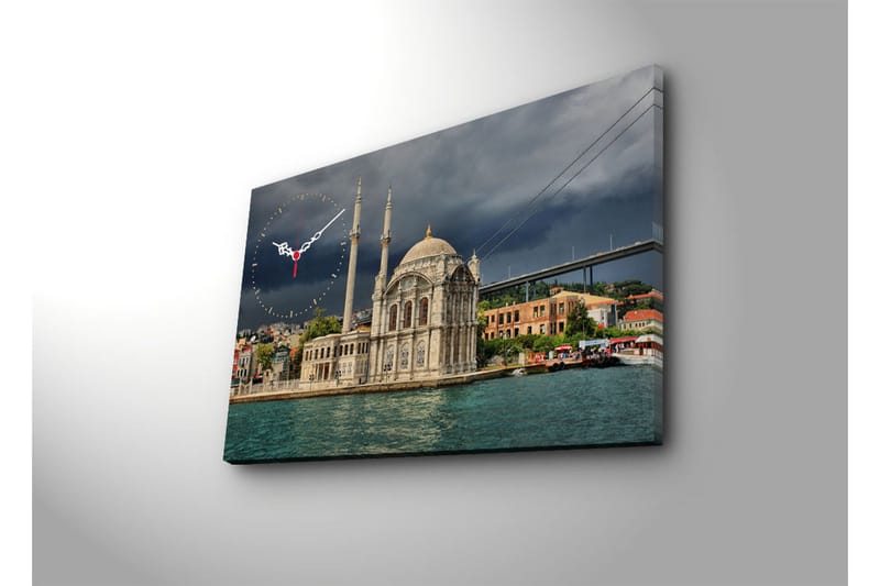 Dekorativ Canvasbilde med Klokke - Flerfarget - Innredning - Veggdekorasjon - Veggklokke