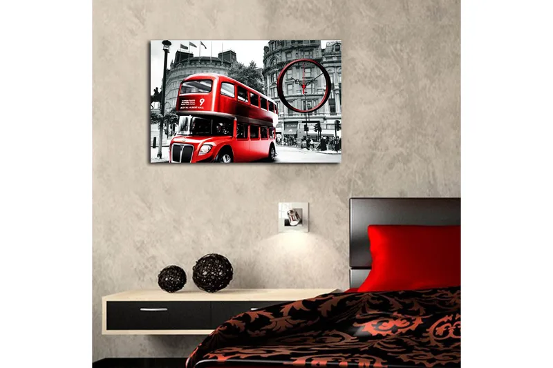 Dekorativ Canvasbilde med Klokke - Flerfarget - Innredning - Veggdekorasjon - Veggklokke