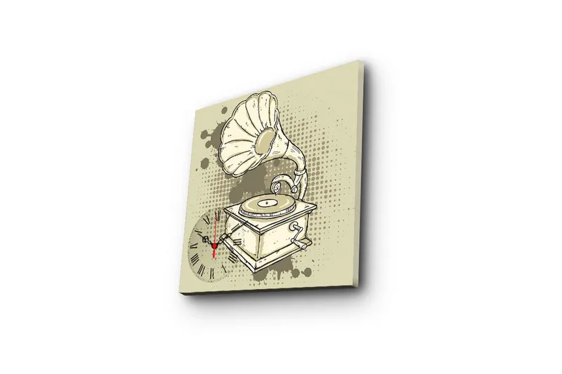 Dekorativ Canvasbilde med Klokke - Flerfarget - Innredning - Veggdekorasjon - Veggklokke