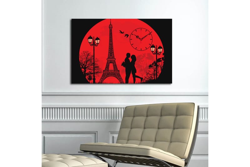 Dekorativ Canvasbilde med Klokke - Flerfarget - Innredning - Veggdekorasjon - Veggklokke