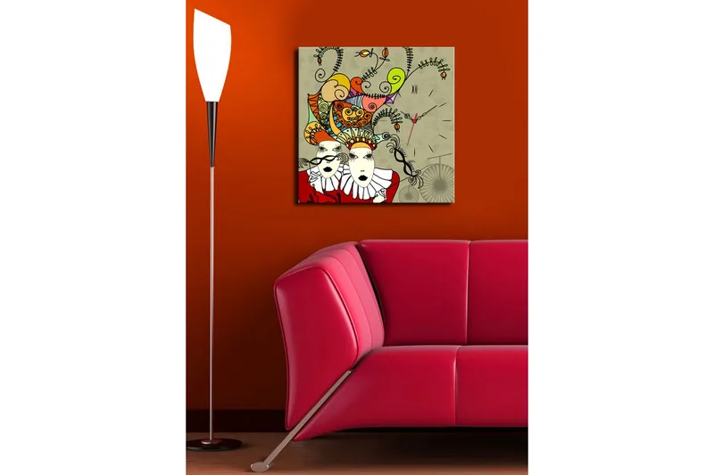 Dekorativ Canvasbilde med Klokke - Flerfarget - Innredning - Veggdekorasjon - Veggklokke