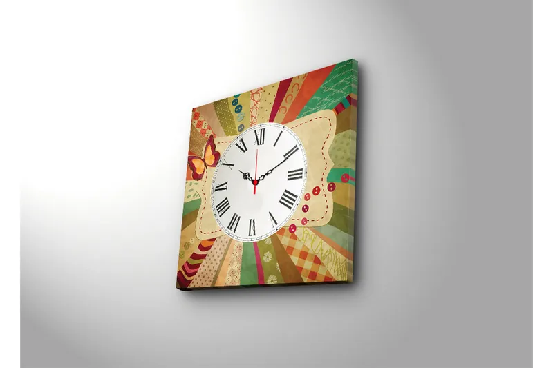Dekorativ Canvasbilde med Klokke - Flerfarget - Innredning - Veggdekorasjon - Veggklokke