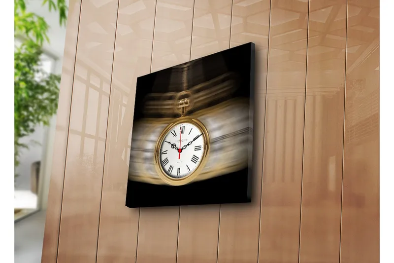 Dekorativ Canvasbilde med Klokke - Flerfarget - Innredning - Veggdekorasjon - Veggklokke