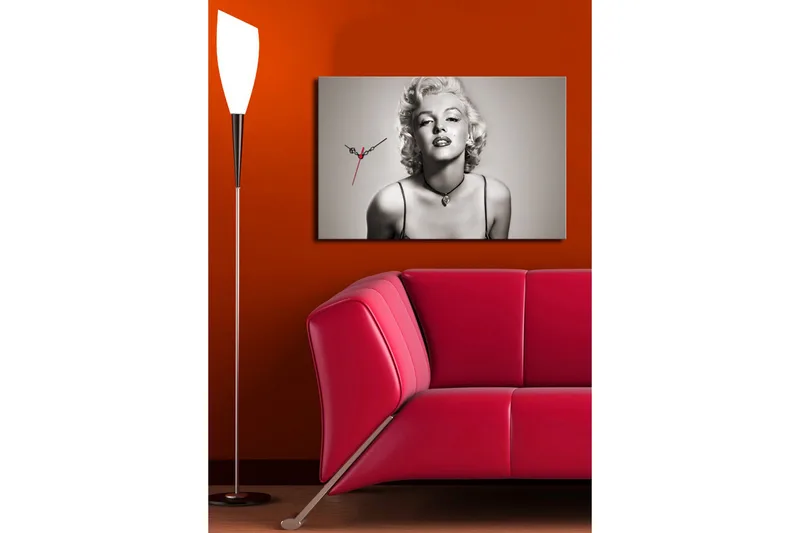 Dekorativ Canvasbilde med Klokke - Flerfarget - Innredning - Veggdekorasjon - Veggklokke